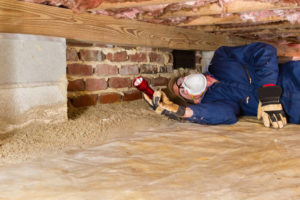 man checking the damage