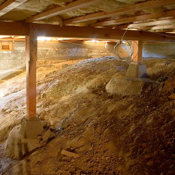 Crawl space under typical american house.